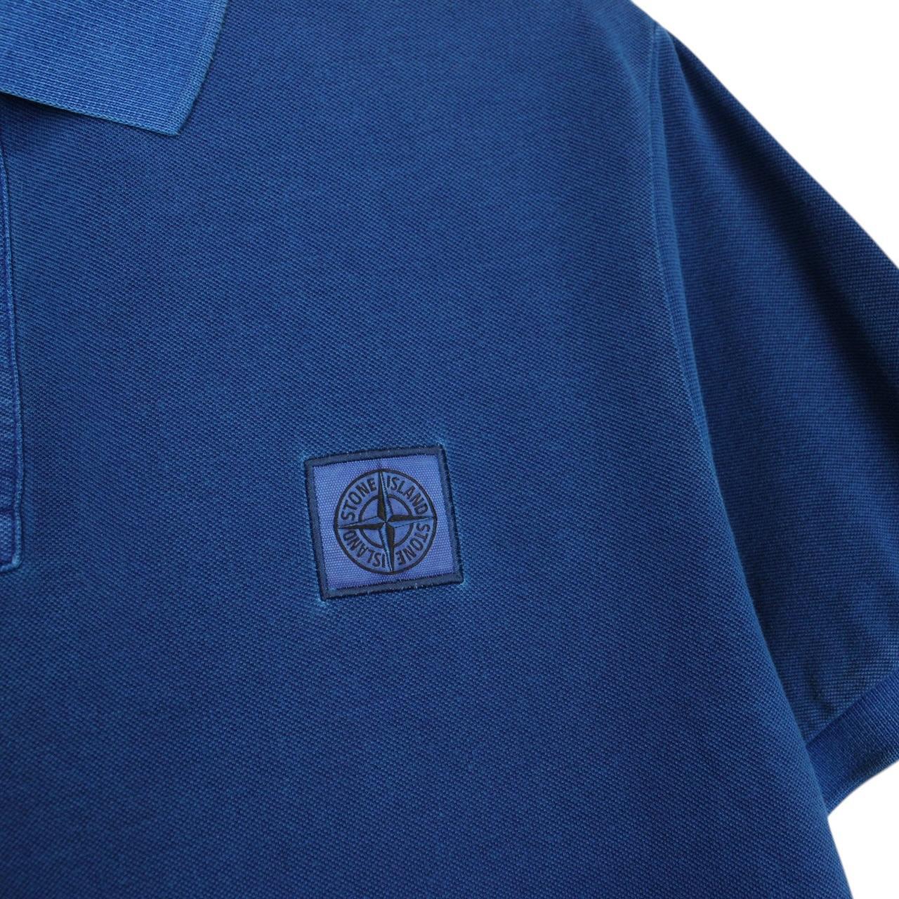 Stone Island AW 2017 Blue Short Sleeve Compass Cotton Polo Shirt