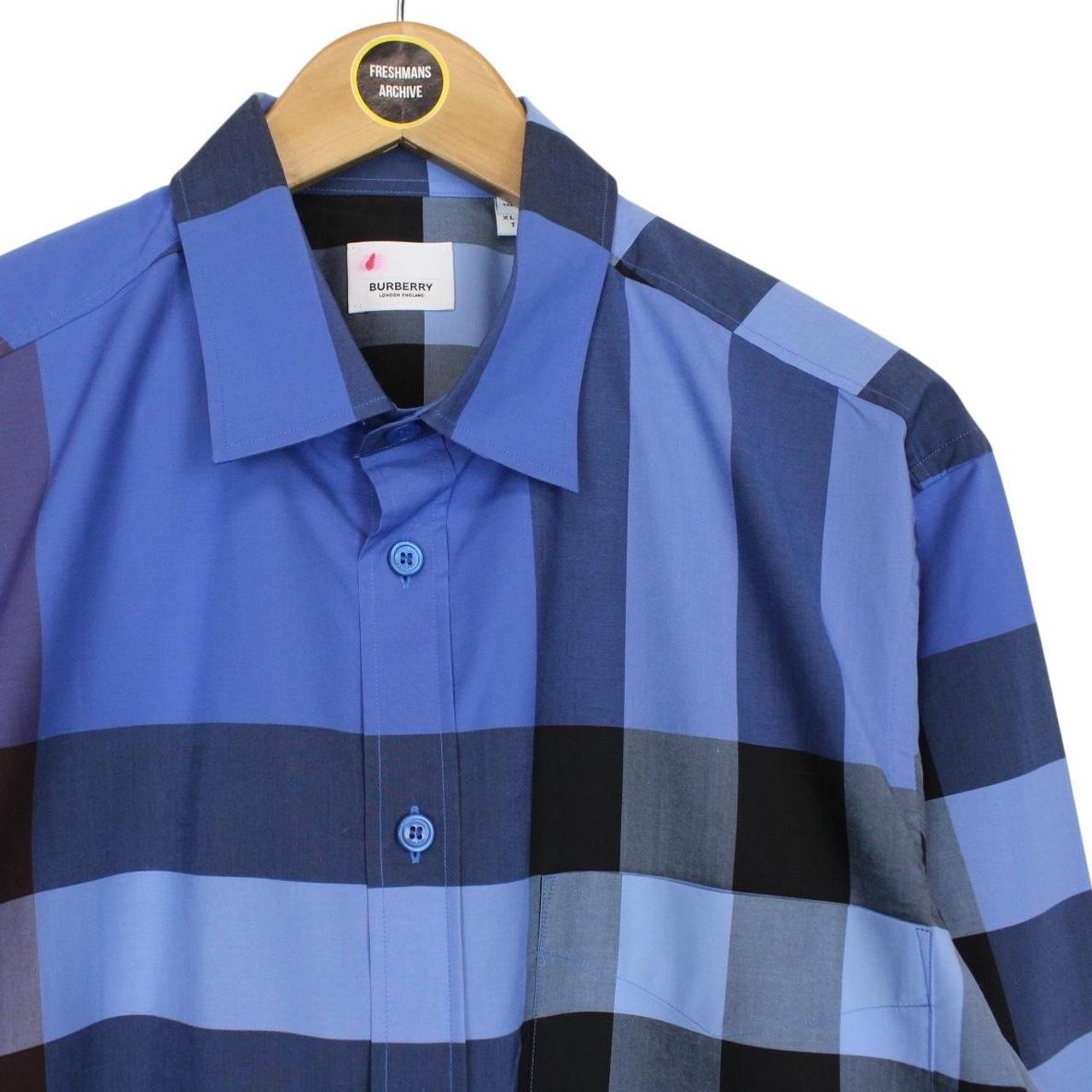 Burberry Blue Nova Check Long Sleeve Somerton Cotton Shirt