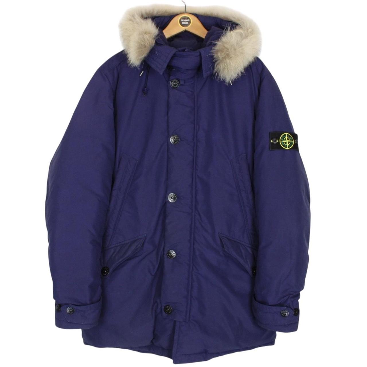 Stone Island AW 2015 Navy Blue Micro Reps Down Parka Coat with Fur Hood