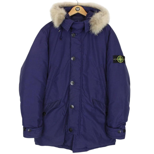 Stone Island AW 2015 Navy Blue Micro Reps Down Parka Coat with Fur Hood