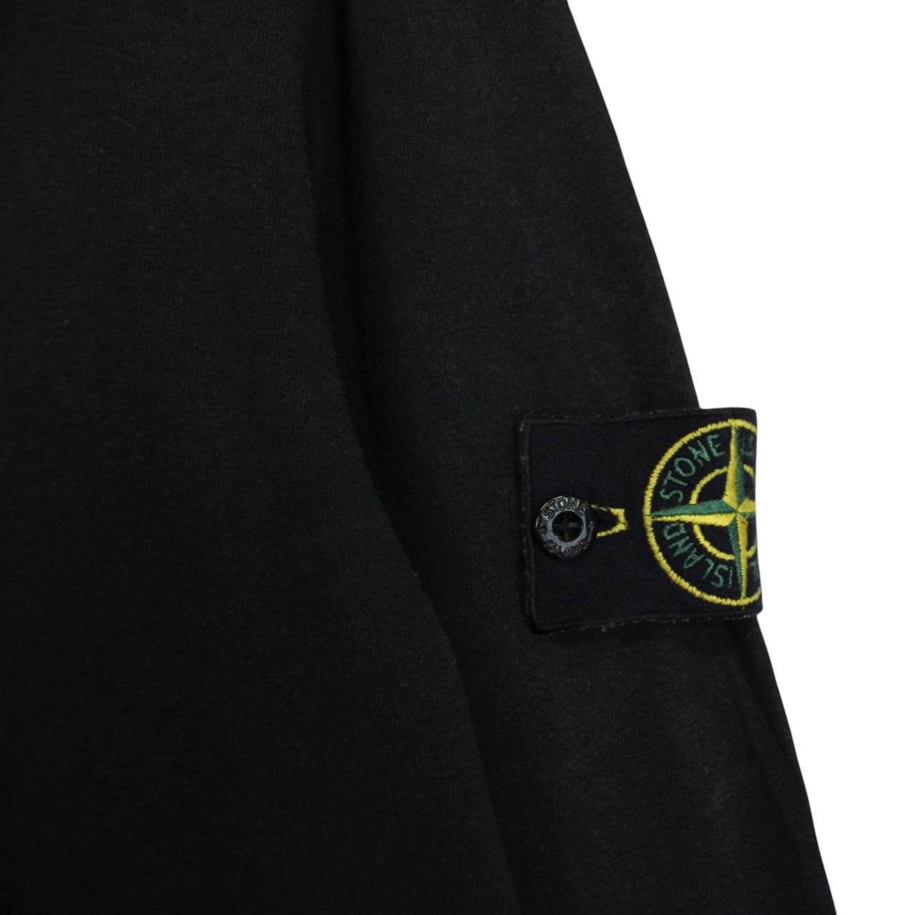 Stone Island SS 2017 Black Long Sleeve Collared Cotton T-Shirt