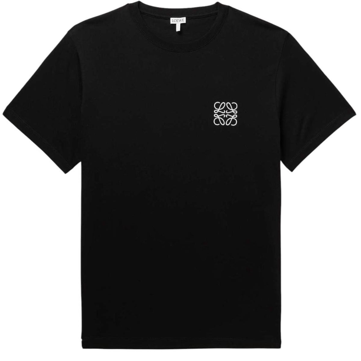 Loewe black t-shirt with embroidered anagram logo, made from soft cotton.