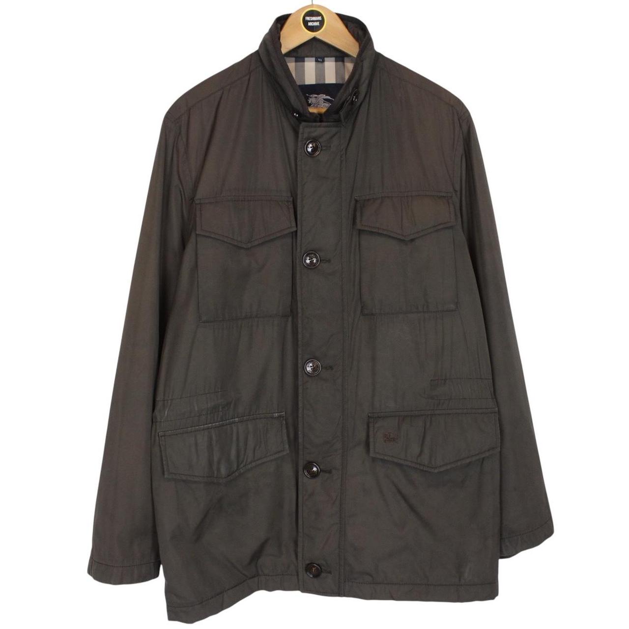 Vintage Burberry London Khaki Brown Nova Check Lined Multi Pocket Jacket