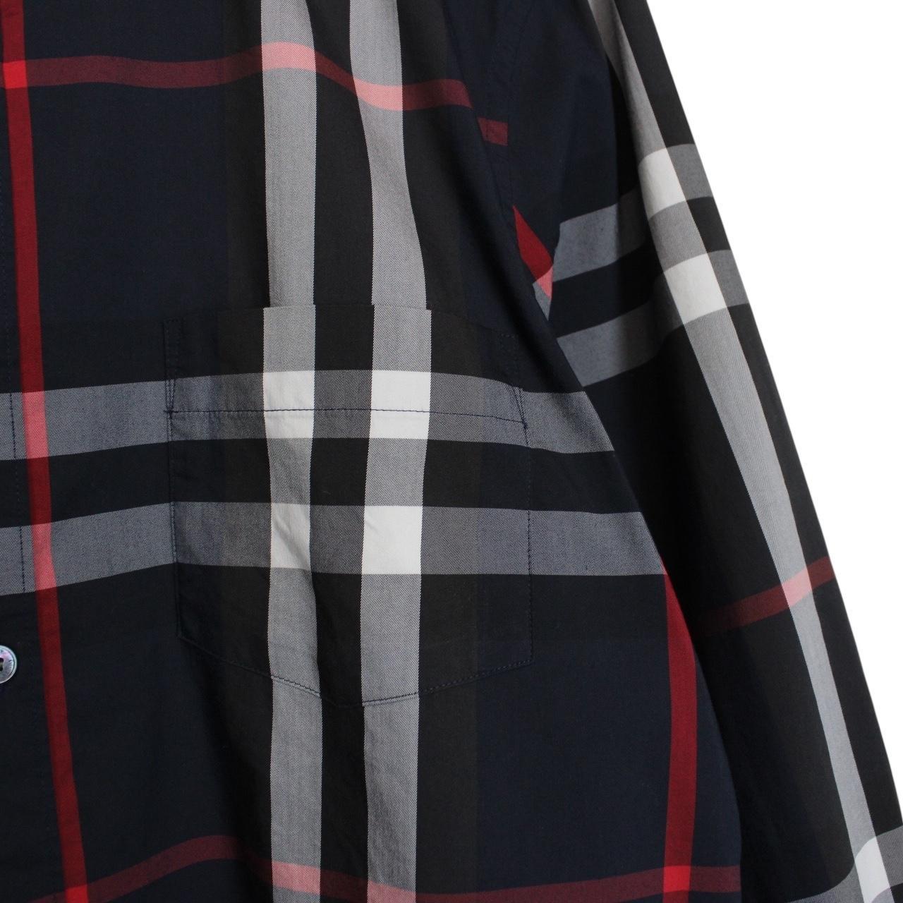 Burberry Navy Blue Nova Check Long Sleeve Cotton Shirt