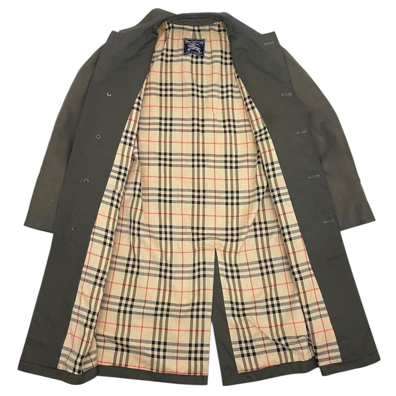 Vintage 80s Burberry Dark Grey Single Breasted Trench Coat
