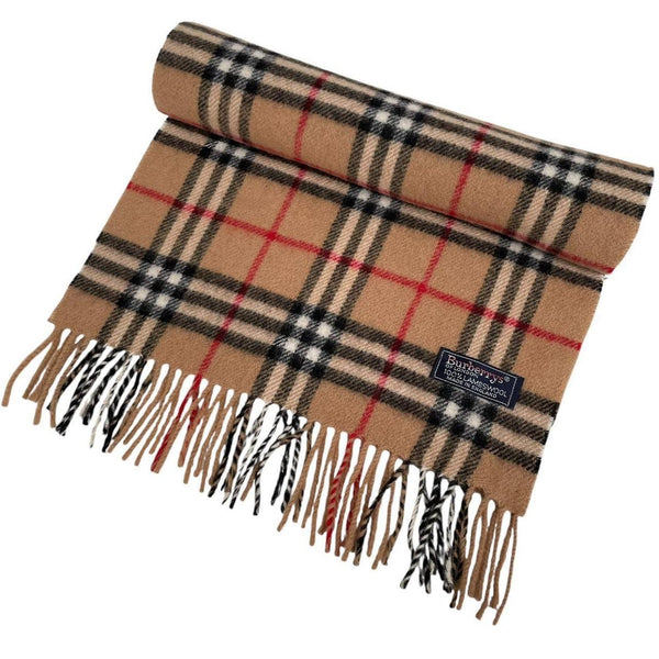 Vintage 90s Burberry Tan Brown Nova Check Lambswool Scarf