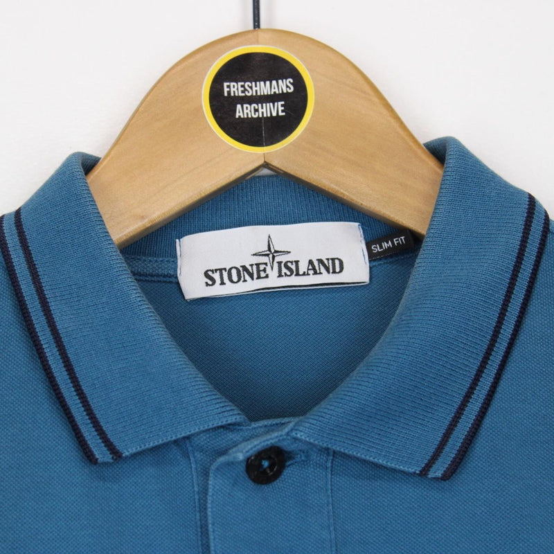 Stone Island Blue Short Sleeve Compass Polo Shirt