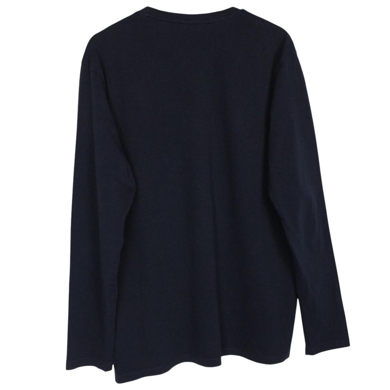 Hugo Boss navy blue long sleeve cotton t-shirt with logo patch on chest.