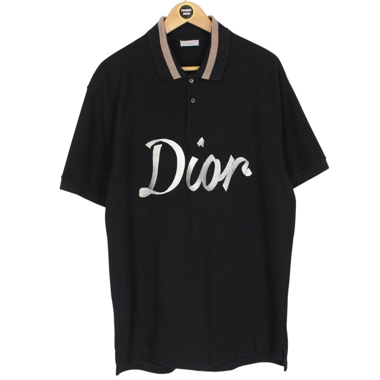Dior 2022 Black Embroidered Logo Short Sleeve Polo Shirt
