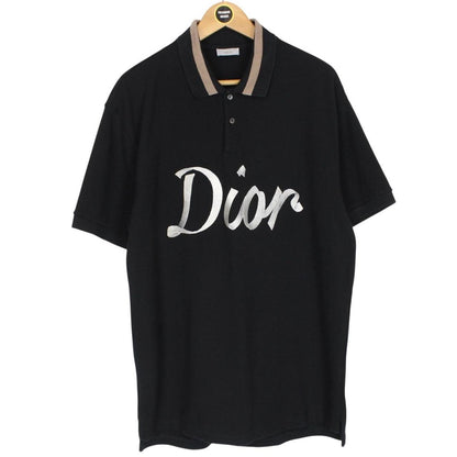 Dior 2022 Black Embroidered Logo Short Sleeve Polo Shirt