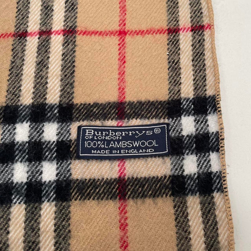 Vintage 90s Burberry Beige Nova Check Lambswool Scarf