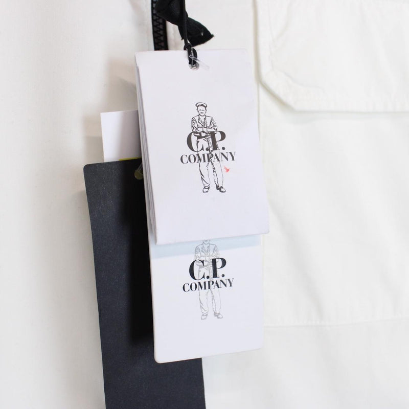 CP Company White Full Zip Cotton Lens Overshirt