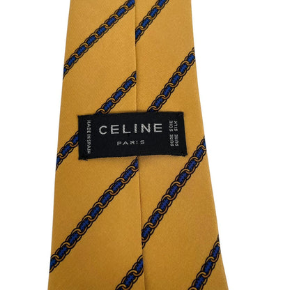 Vintage Celine Paris Yellow and Navy Blue Silk Tie