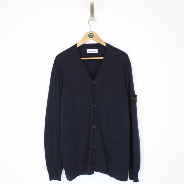 Stone Island SS 2021 Navy Blue Cotton Knit Cardigan Jumper