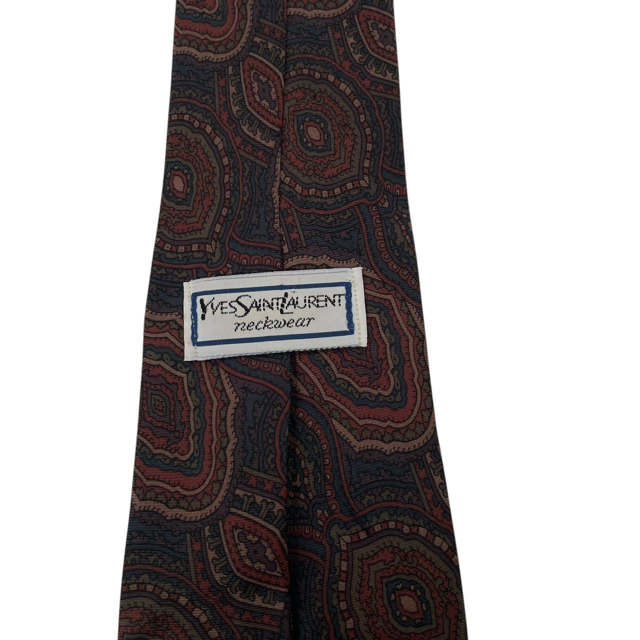 Vintage Yves Saint Laurent Multicoloured Paisley Print Silk Tie