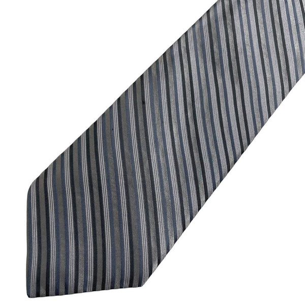 Vintage DKNY Silver Striped Silk Tie