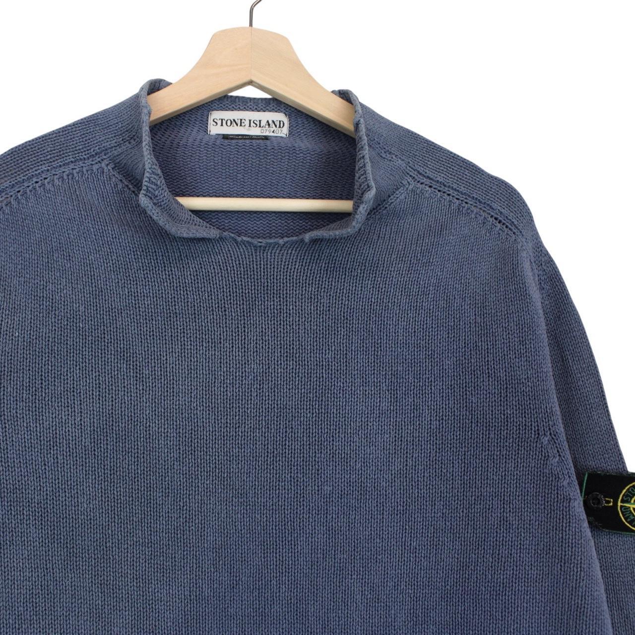 Vintage Stone Island SS 2001 Blue Silk Knit Jumper