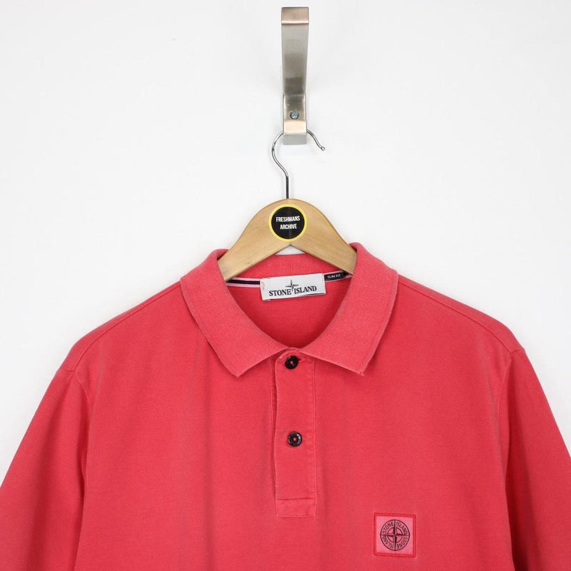 Stone Island Red Short Sleeve Compass Polo Shirt