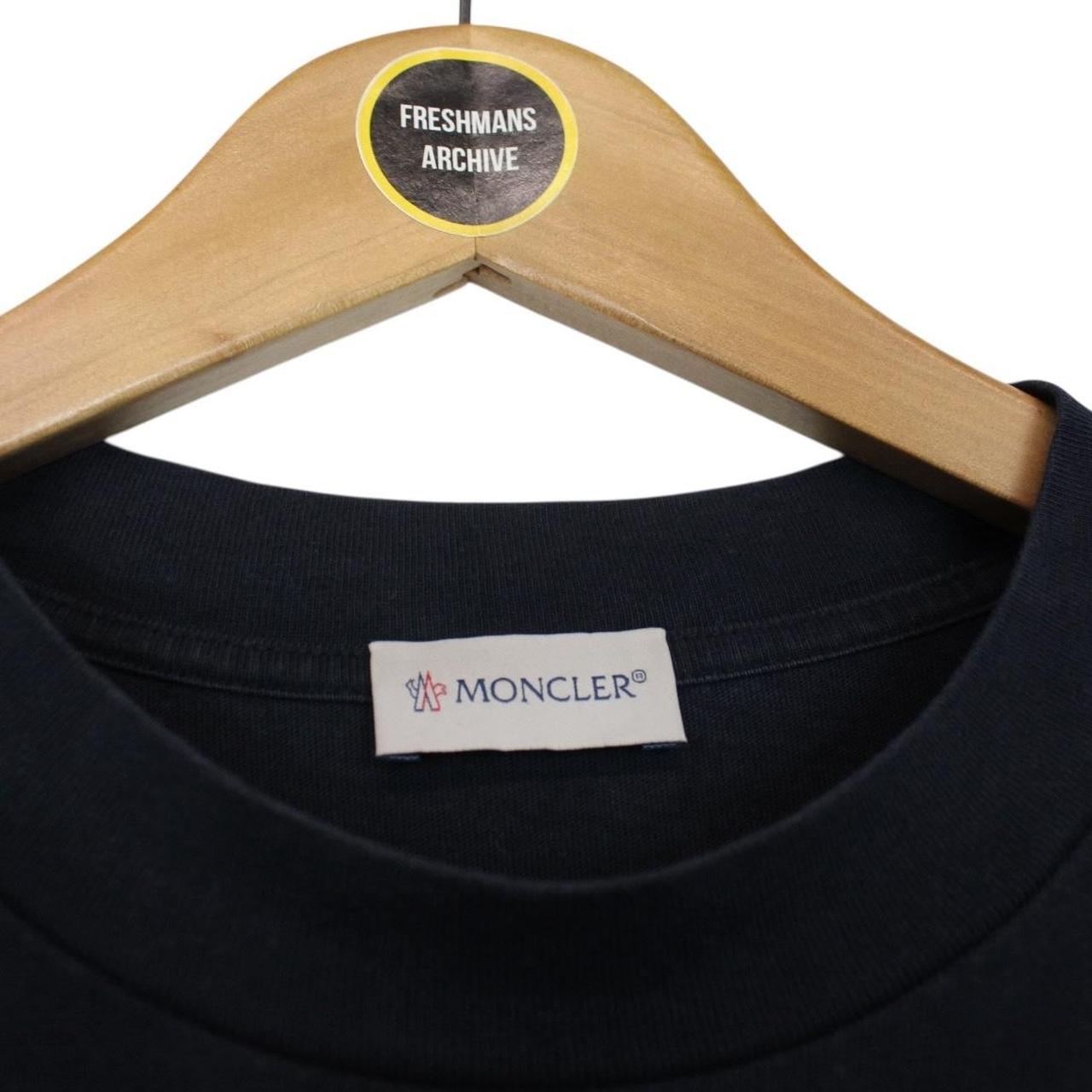 Moncler Navy Blue Logo Print Short Sleeve Cotton T-Shirt