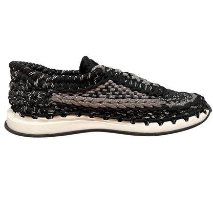 Valentino Garavani Black and Grey Crochet Rope Trainers