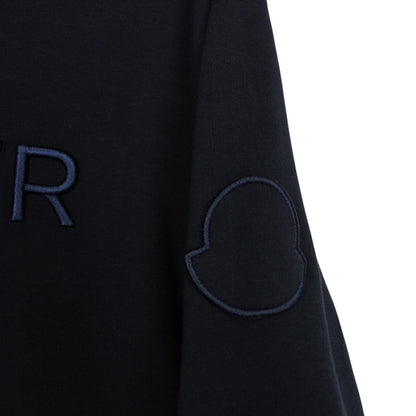 Moncler Navy Blue Pullover Embroidered Logo Hoodie Jumper