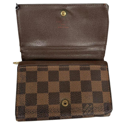 Vintage Louis Vuitton 2004 Brown Damier Ebene Porte Tresor Wallet