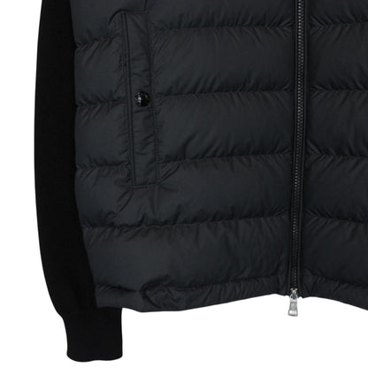 Moncler Black Full Zip Down Padded Cotton Cardigan Tricot Jacket