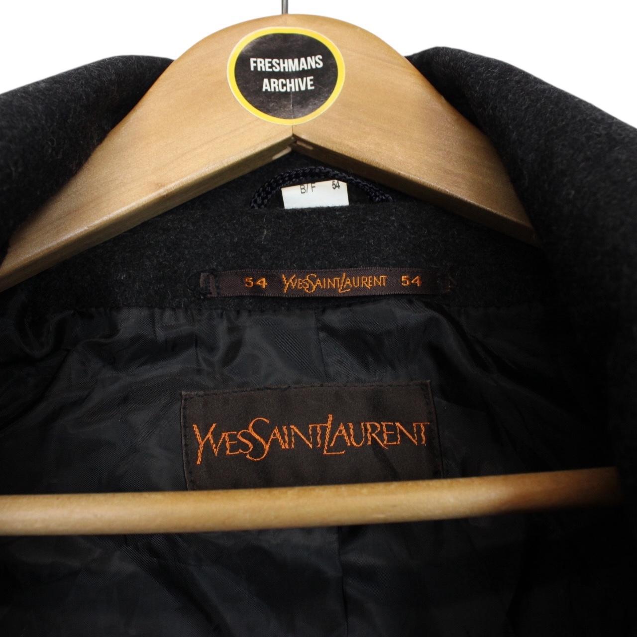 Vintage 90s Yves Saint Laurent Grey Virgin Wool Blend Coat