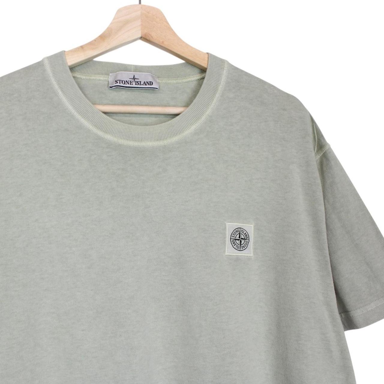 Stone Island Green Short Sleeve Fissato Effect Cotton Compass Logo T-Shirt