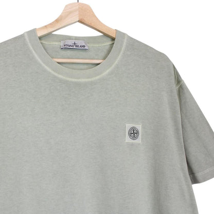 Stone Island Green Short Sleeve Fissato Effect Cotton Compass Logo T-Shirt
