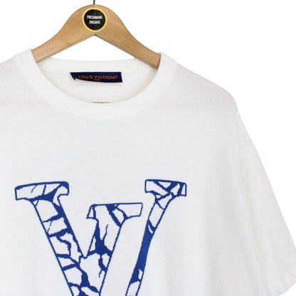 Louis Vuitton LV White and Blue Ice Cotton Knit Short Sleeve T-Shirt