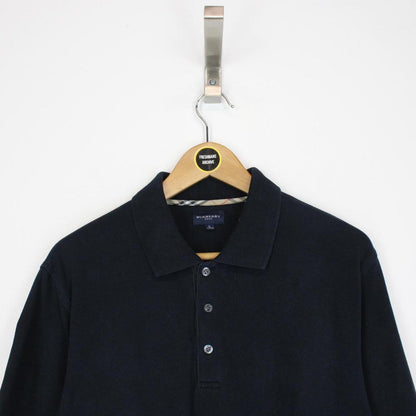 Burberry Golf Navy Blue Short Sleeve Cotton Polo Shirt