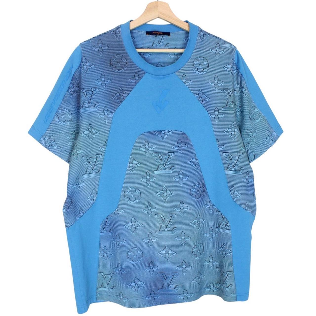 Louis Vuitton LV Blue 2054 Intarsia Print Short Sleeve Cotton T-Shirt