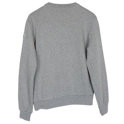 Moncler Maglia Grey Embroidered Logo Cotton Sweatshirt Jumper