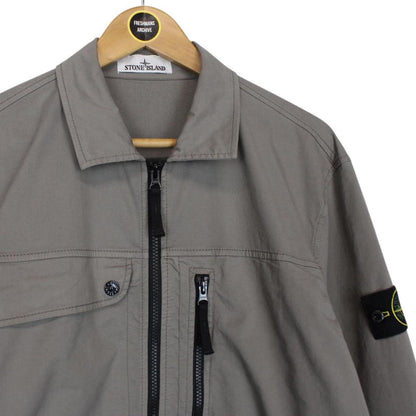 Stone Island SS 2024 Grey Full Zip Cotton Overshirt Jacket