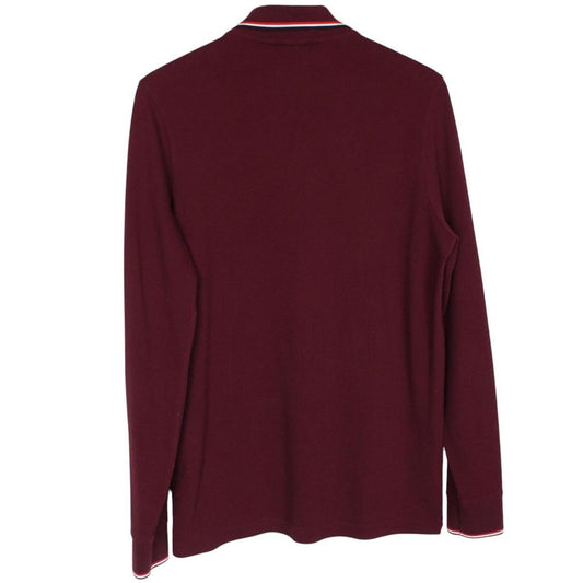 Moncler Maglia Manica Lunga Burgundy Long Sleeve Cotton Polo Shirt