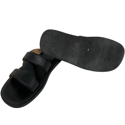 Bottega Veneta Black Calf Leather Band Sandals