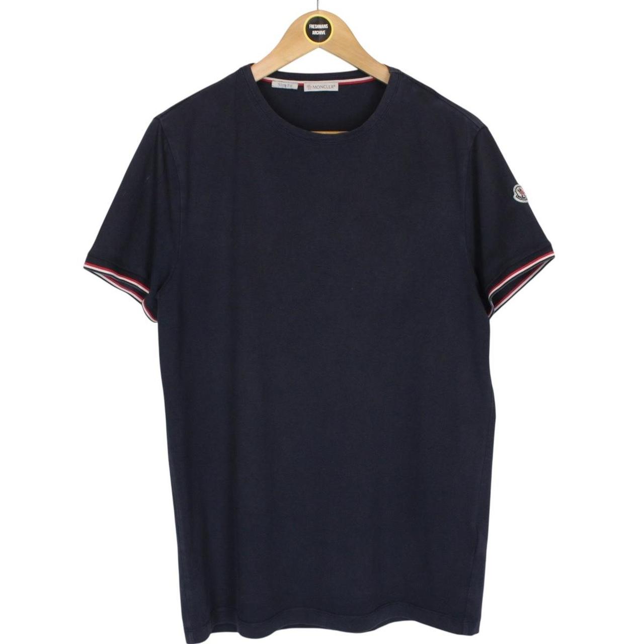 Moncler Maglia Navy Blue Sleeve Logo Short Sleeve T-Shirt