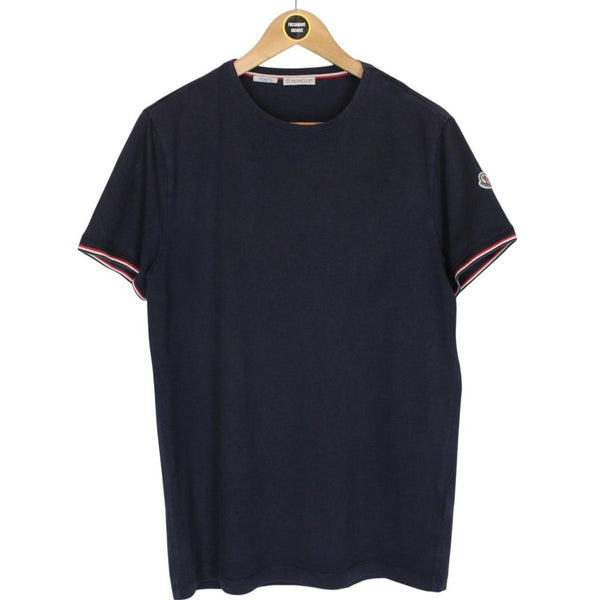 Moncler Maglia Navy Blue Sleeve Logo Short Sleeve T-Shirt
