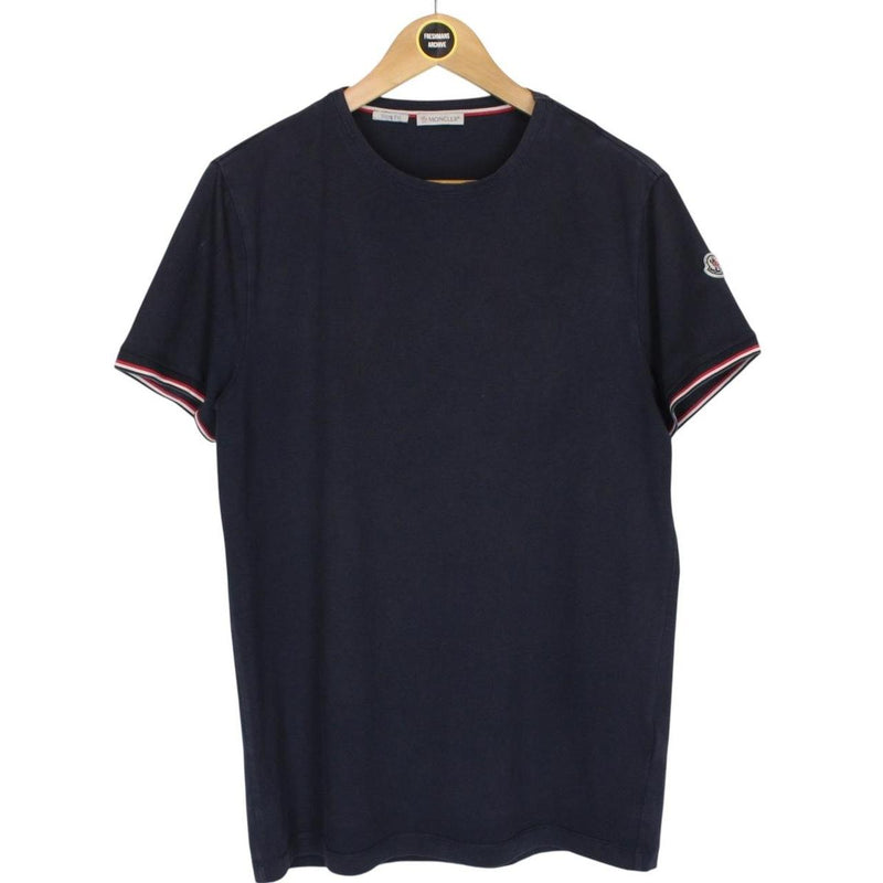 Moncler Maglia Navy Blue Sleeve Logo Short Sleeve T-Shirt