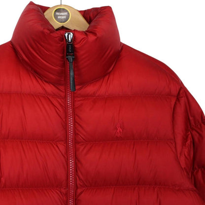 Polo Ralph Lauren Red Nylon Full Zip Down Puffer Jacket