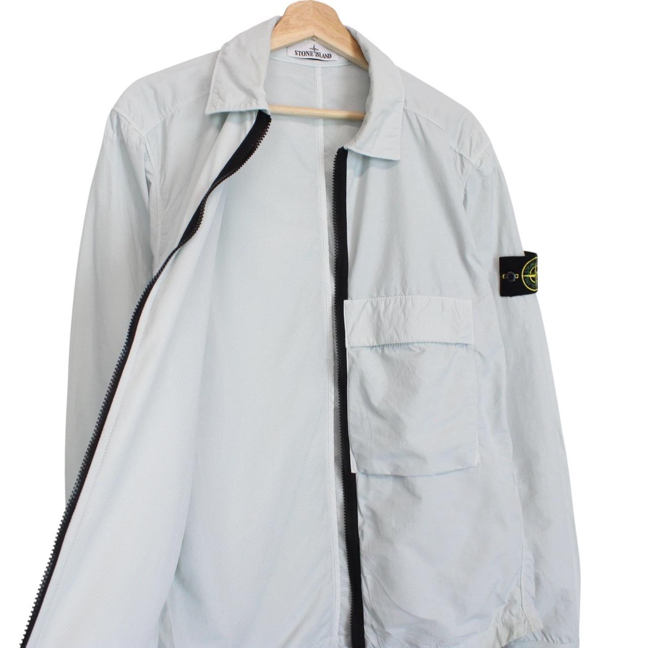 Stone Island AW 2022 Light Blue Full Zip Nylon Overshirt Jacket