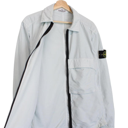 Stone Island AW 2022 Light Blue Full Zip Nylon Overshirt Jacket