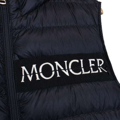 Moncler Laruns Navy Blue and White Hooded Down Gilet / Bodywarmer