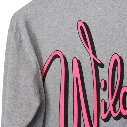 Supreme grey and pink long sleeve cotton t-shirt with wild print and pocket detail.