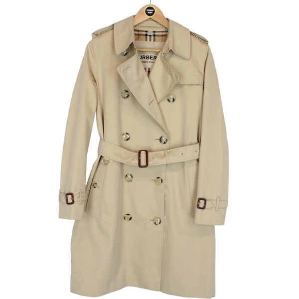 Burberry Kensignton Tan Brown Nova Check Double Breasted Belted Trench Coat