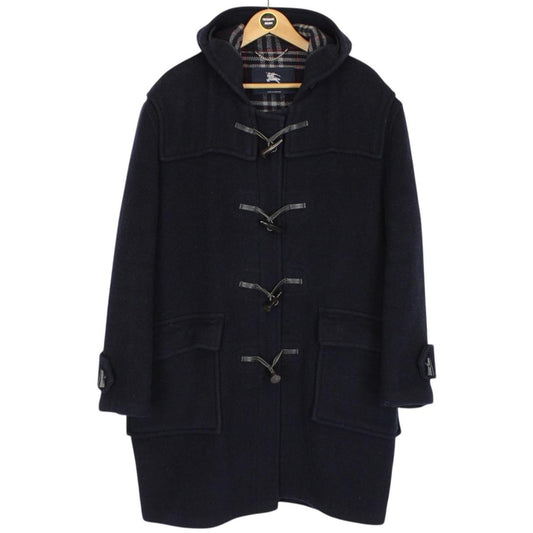 Vintage Burberry London Navy Blue Nova Check Wool Duffle Coat