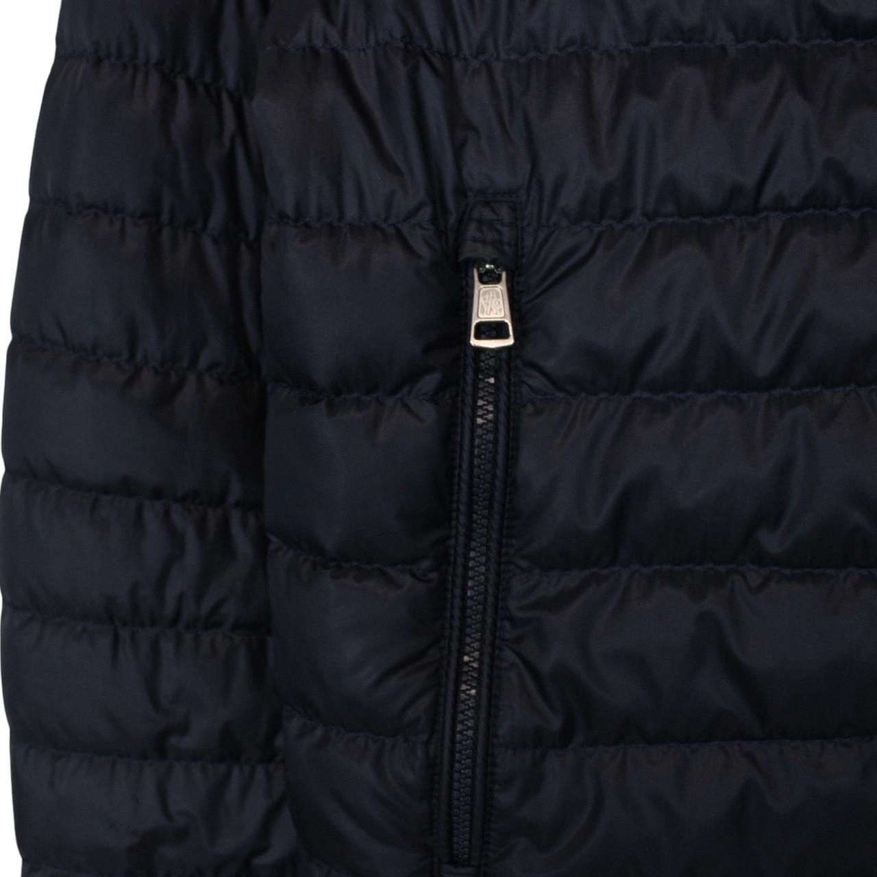 Moncler Giroux Navy Blue Longue Saison Hooded Down Jacket
