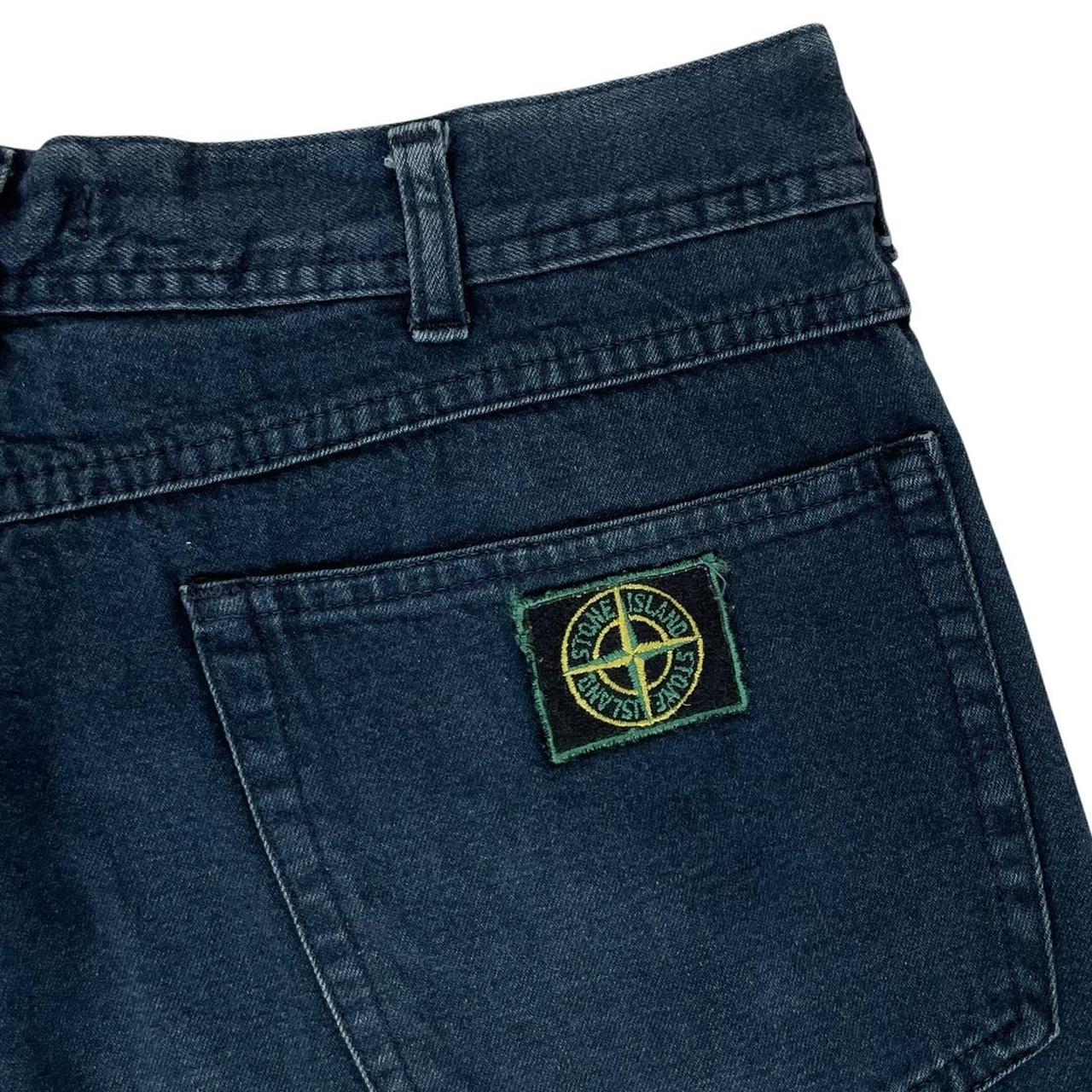 Vintage 80s Stone Island Navy Blue Regular Fit Green Edge Badge Denim Jeans
