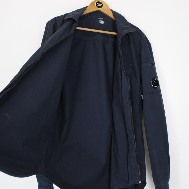CP Company Navy Blue Full Zip Cotton Lens Overshirt